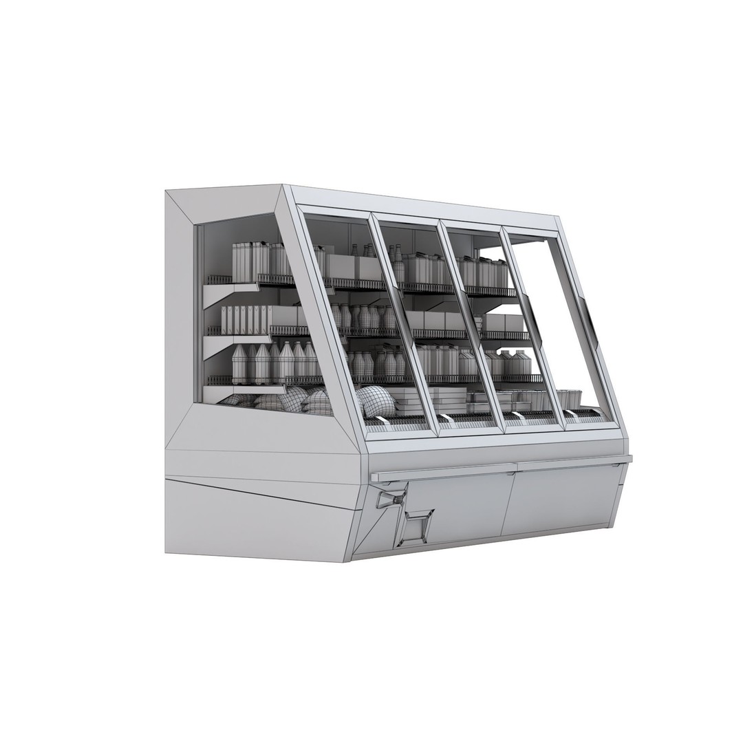 Refrigerated Display Case 3D Model – High Poly PBR Asset, FBX, OBJ