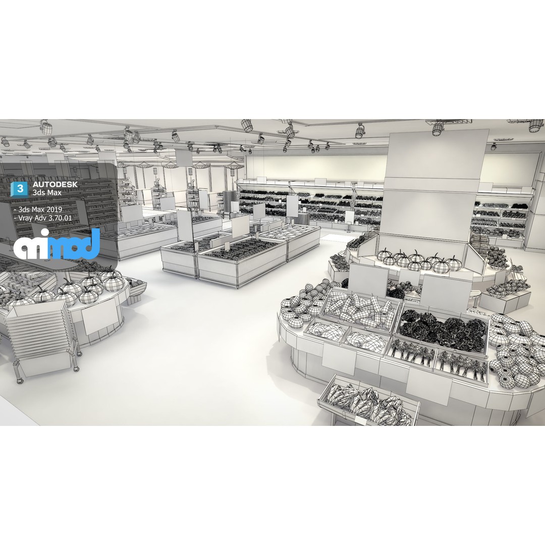 Japanese Supermarket 3D Model – Detailed Interior Asset, FBX, PBR