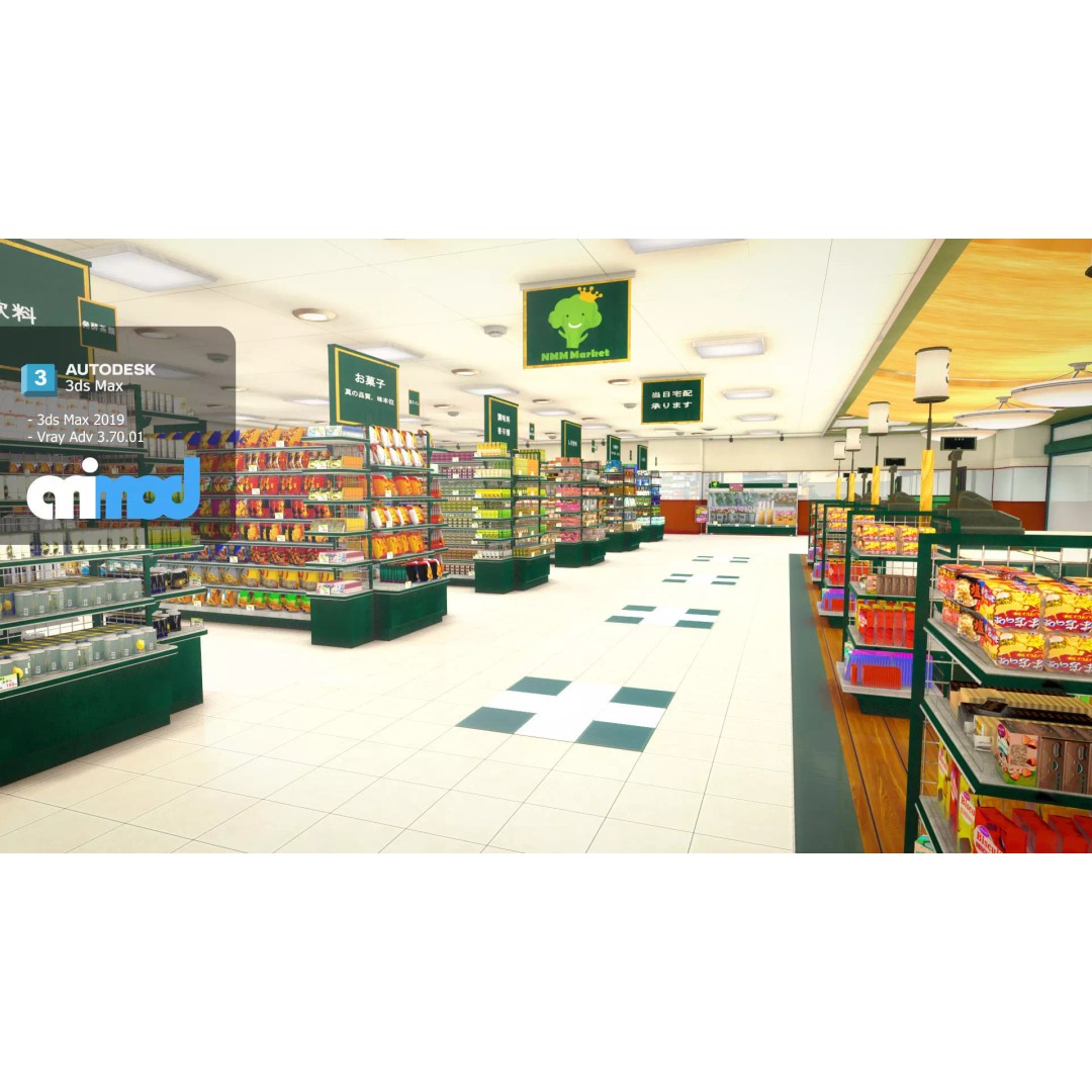 Japanese Supermarket 3D Model – Detailed Interior Asset, FBX, PBR - View 2