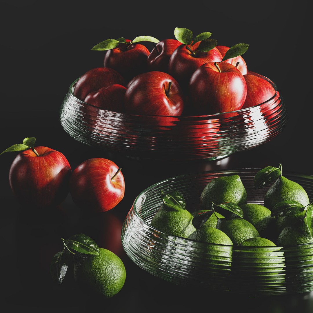 Fruit Bowl 3D Model – High Poly Kitchenware, FBX, OBJ, PBR - View 3