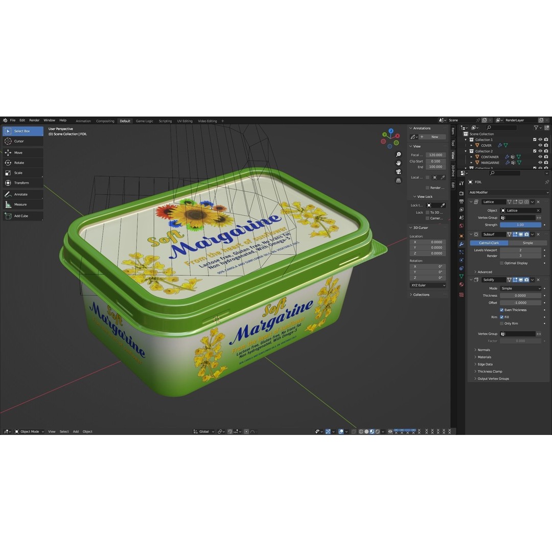 Margarine Box 3D Model – Textured Food Packaging, Blender, FBX, OBJ - View 21
