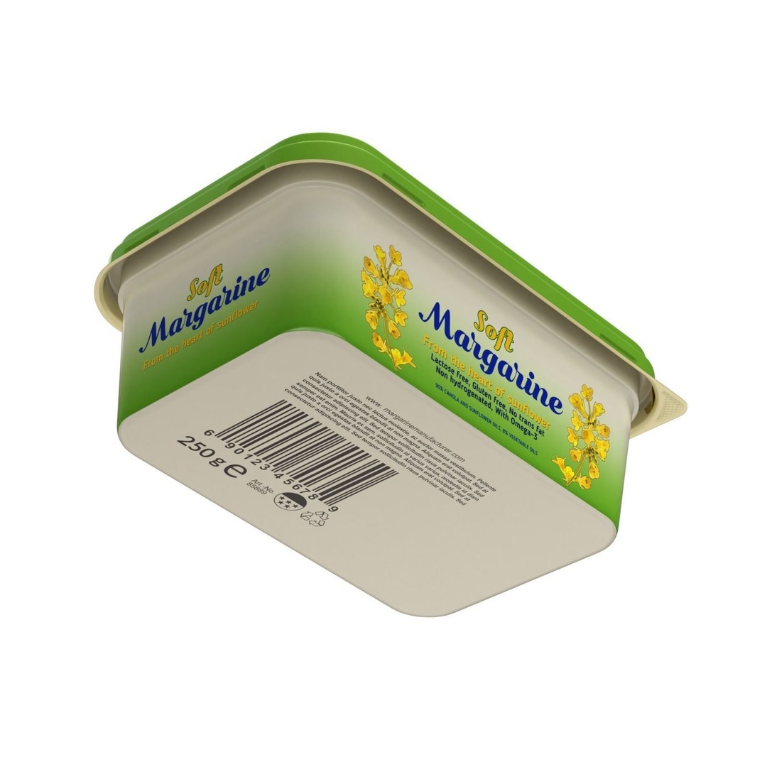 Margarine Box 3D Model – Textured Food Packaging, Blender, FBX, OBJ - View 4