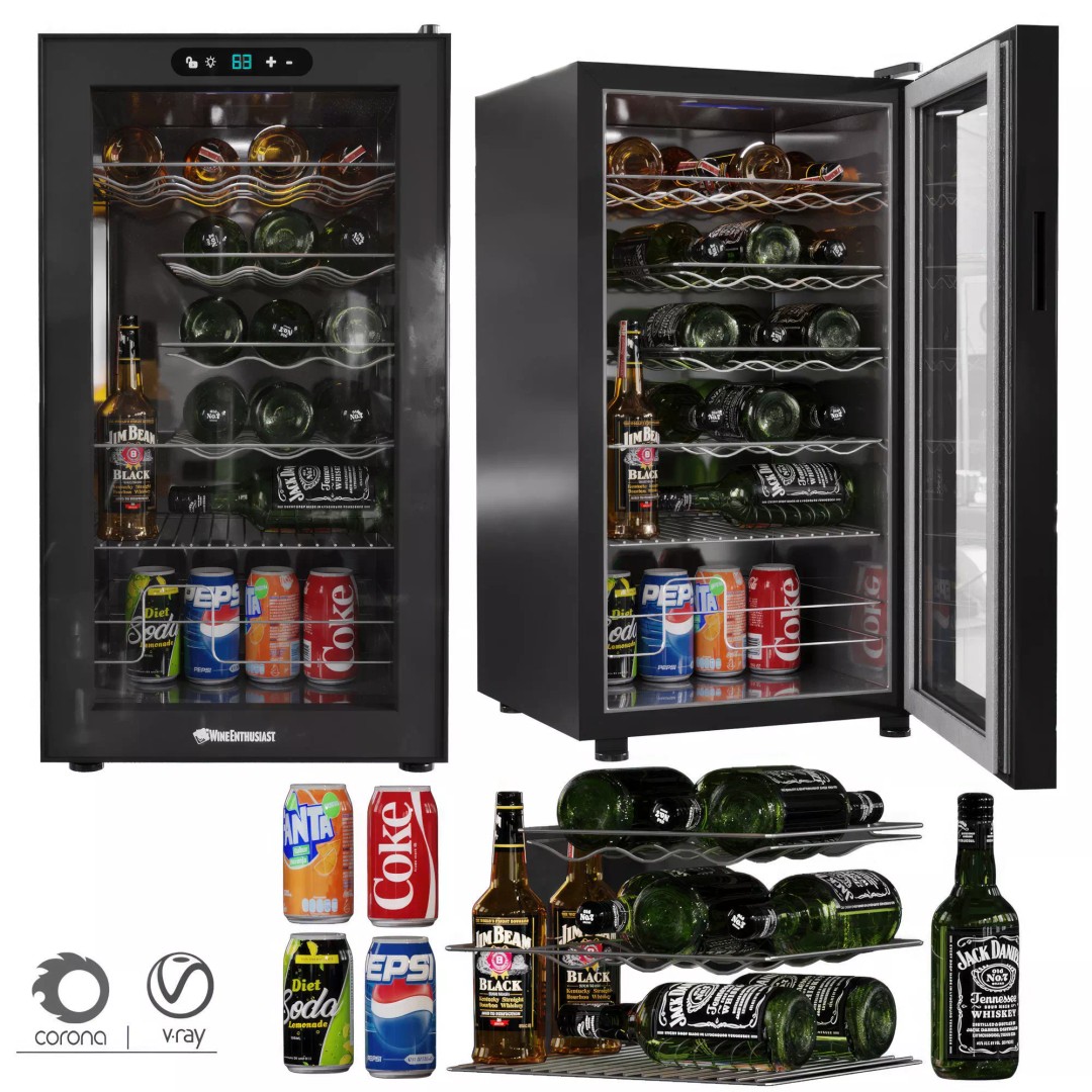 Enthusiast Wine Cooler 3D Model – Detailed Appliance with PBR Textures, FBX - View 2