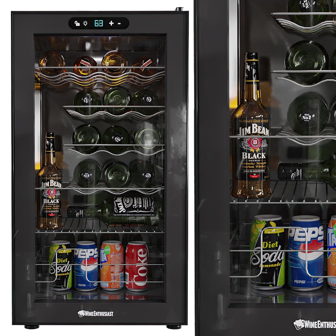 Enthusiast Wine Cooler 3D Model – Detailed Appliance with PBR Textures, FBX - View 3