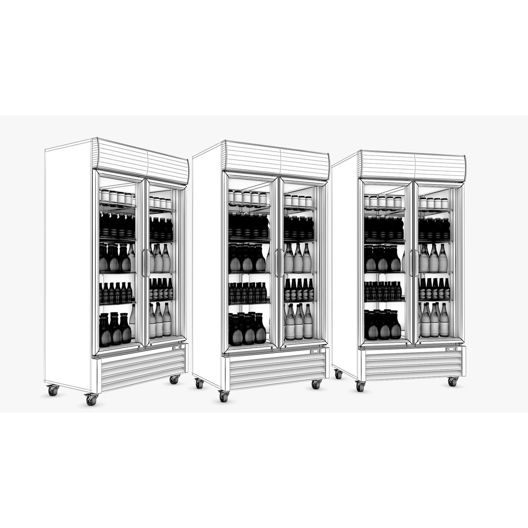 Display Fridge 3D Model – Low-Poly Beverage Display, PBR Textures