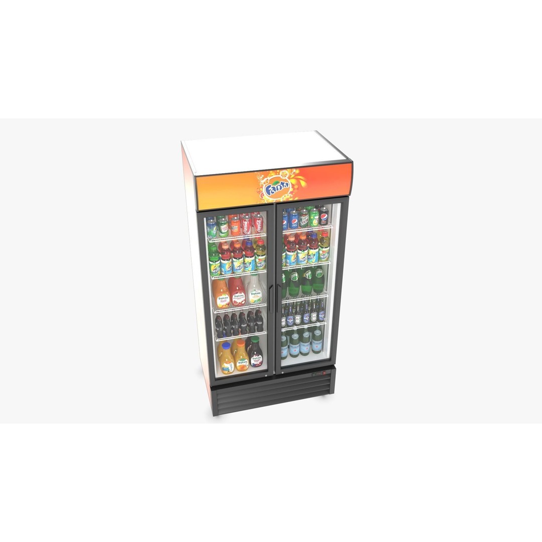 Display Fridge 3D Model – Low-Poly Beverage Display, PBR Textures - View 10
