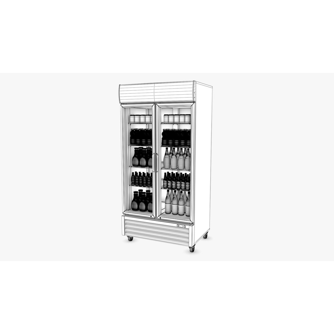 Display Fridge 3D Model – Low-Poly Beverage Display, PBR Textures - View 11