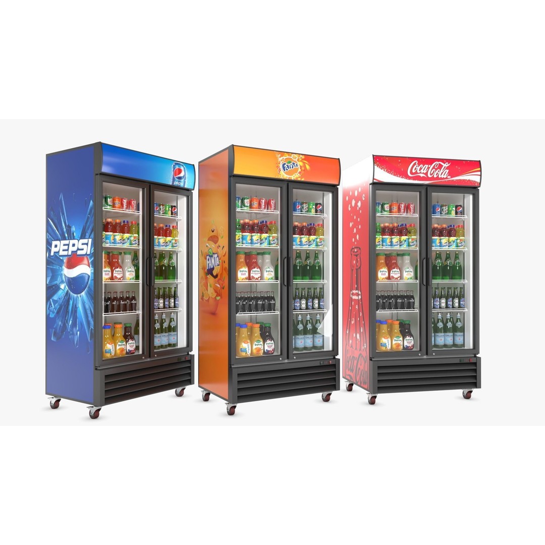 Display Fridge 3D Model – Low-Poly Beverage Display, PBR Textures - View 3