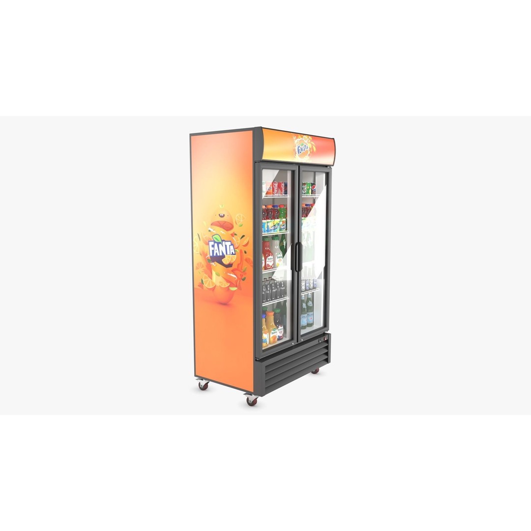 Display Fridge 3D Model – Low-Poly Beverage Display, PBR Textures - View 8