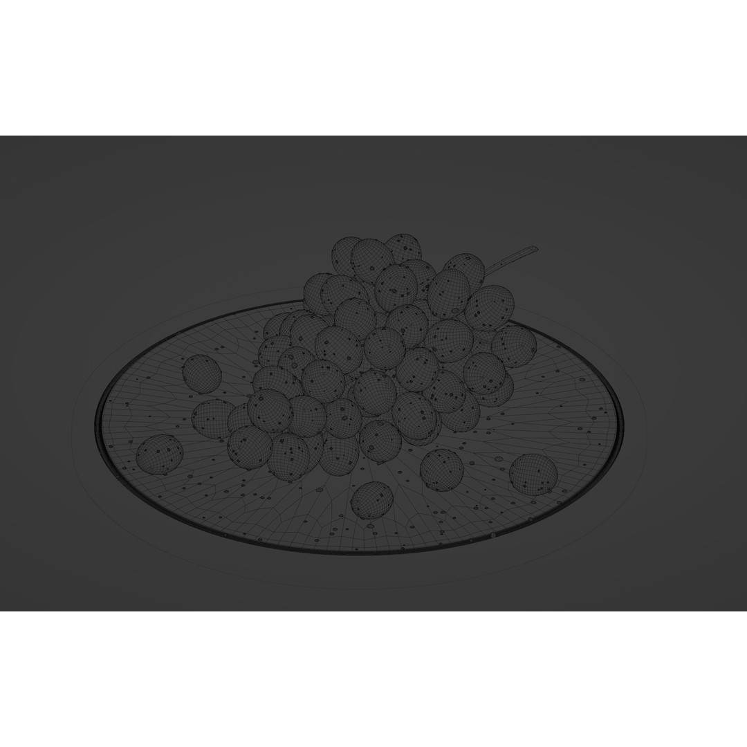 Dark Grape Cluster 3D Model – Photorealistic PBR Asset, FBX & OBJ