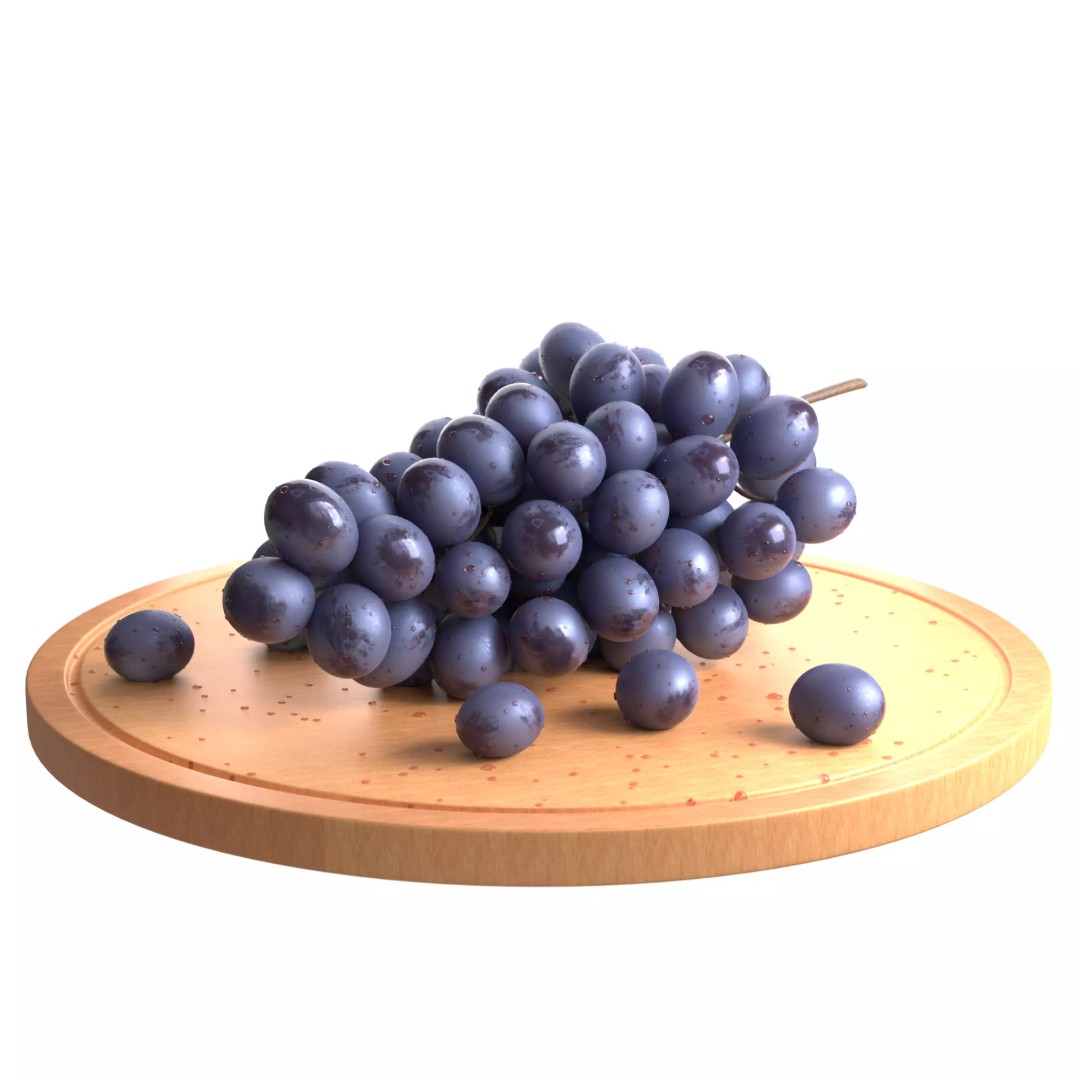 Dark Grape Cluster 3D Model – Photorealistic PBR Asset, FBX & OBJ - View 2