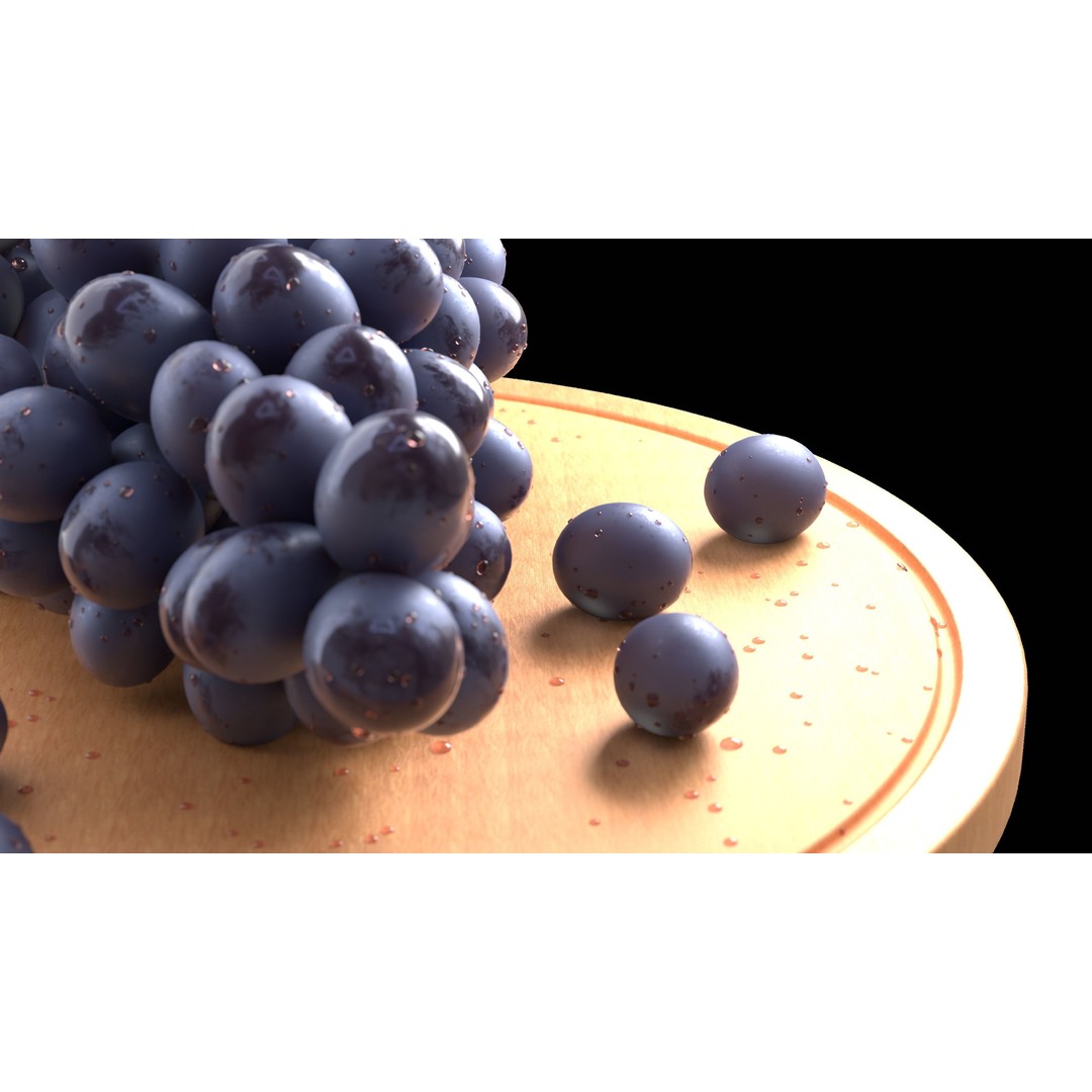 Dark Grape Cluster 3D Model – Photorealistic PBR Asset, FBX & OBJ - View 3