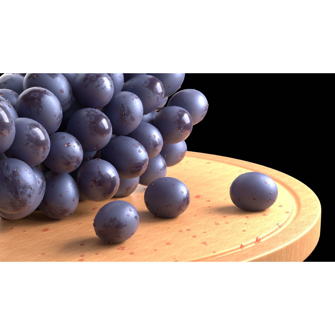Dark Grape Cluster 3D Model – Photorealistic PBR Asset, FBX & OBJ - View 4