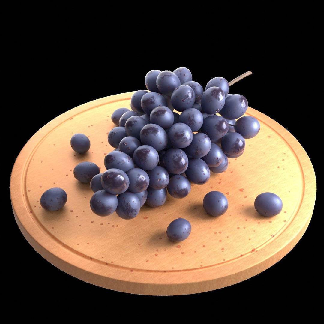 Dark Grape Cluster 3D Model – Photorealistic PBR Asset, FBX & OBJ - View 5