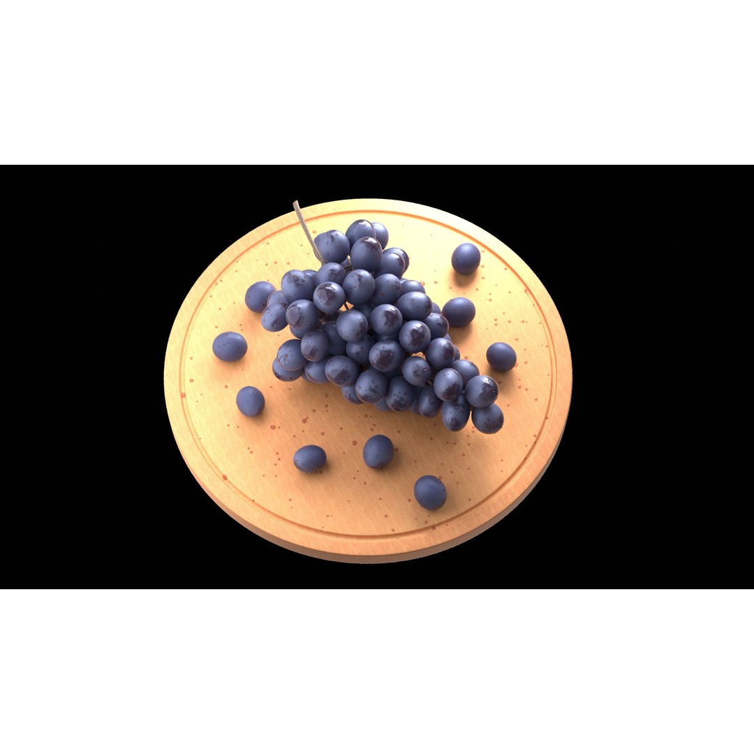 Dark Grape Cluster 3D Model – Photorealistic PBR Asset, FBX & OBJ - View 6