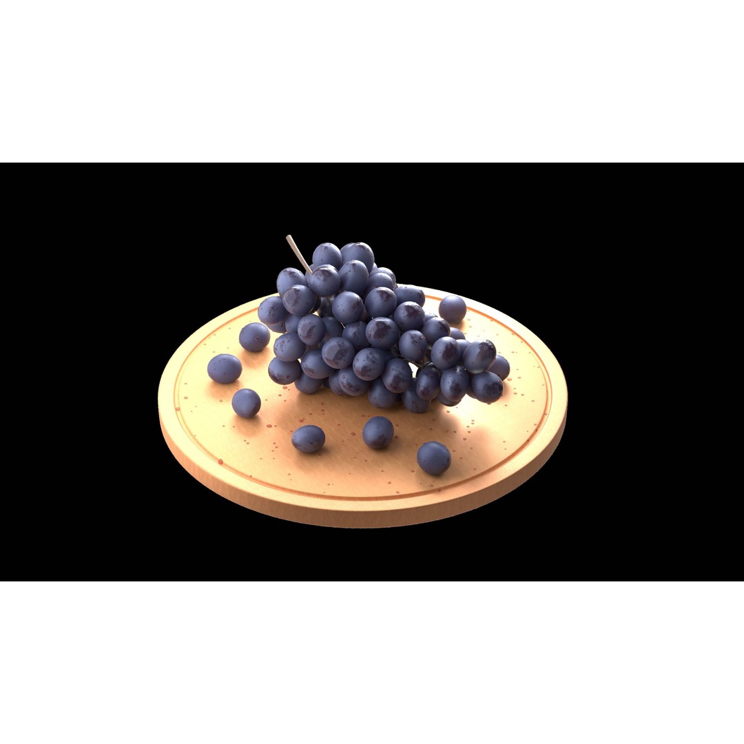 Dark Grape Cluster 3D Model – Photorealistic PBR Asset, FBX & OBJ - View 7