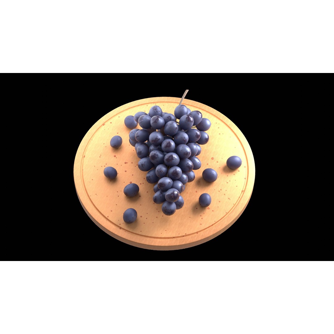 Dark Grape Cluster 3D Model – Photorealistic PBR Asset, FBX & OBJ - View 8