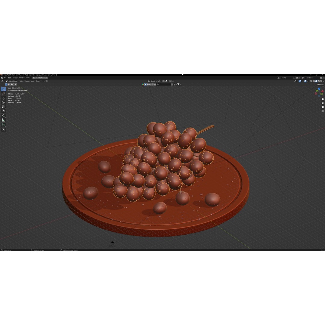 Dark Grape Cluster 3D Model – Photorealistic PBR Asset, FBX & OBJ - View 9