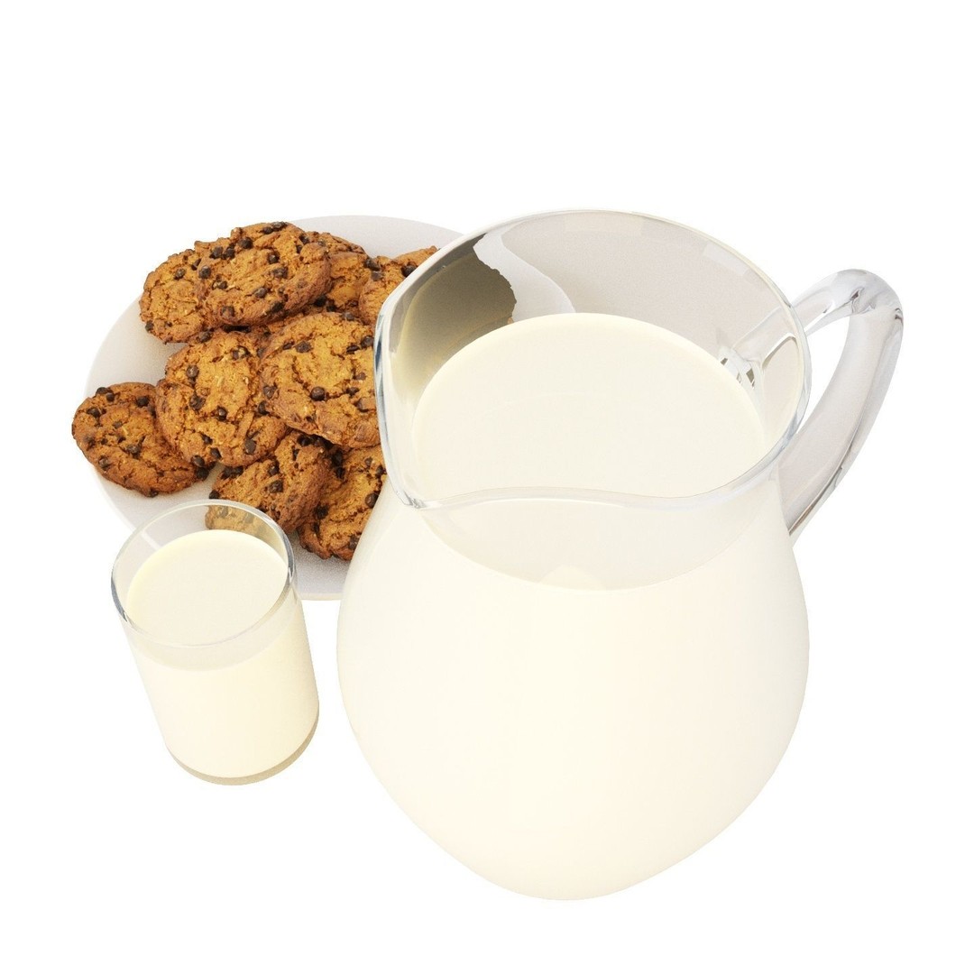 Chocolate Chip Cookies and Milk 3D Model – Photorealistic Food Asset, FBX - View 5