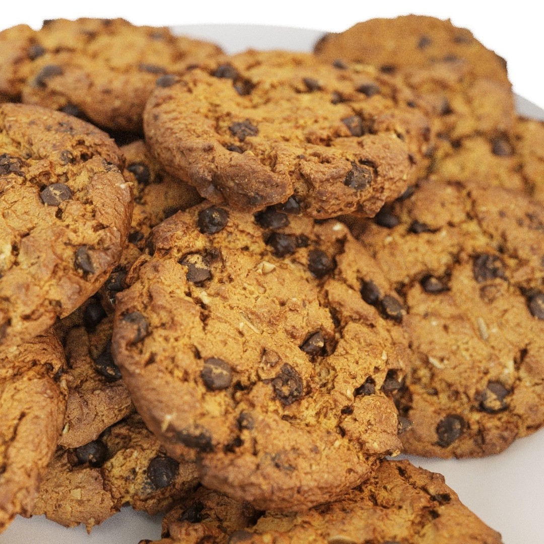 Chocolate Chip Cookies and Milk 3D Model – Photorealistic Food Asset, FBX - View 6
