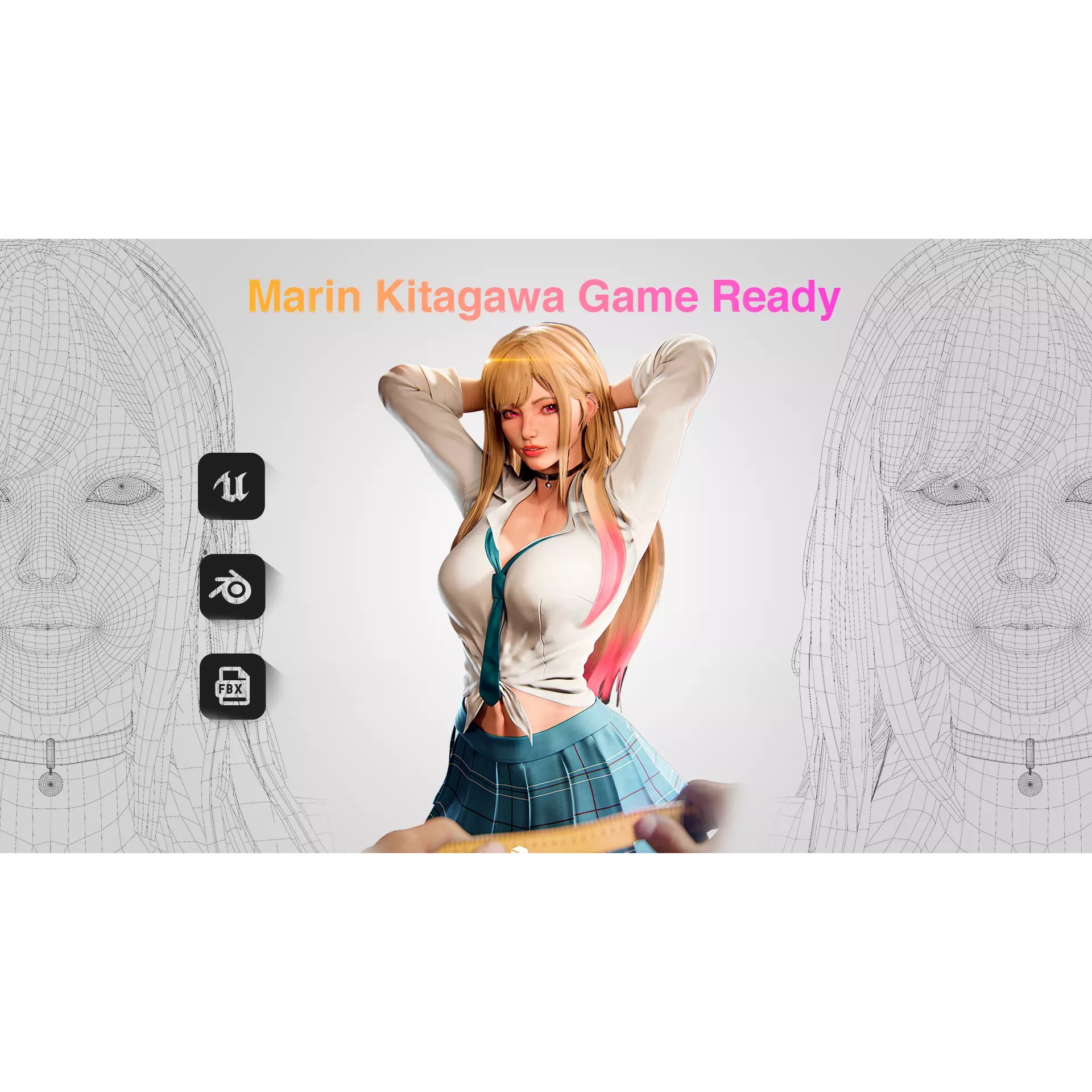 Marin Kitagawa - Low-Poly Game-Ready 3D Model - View 2