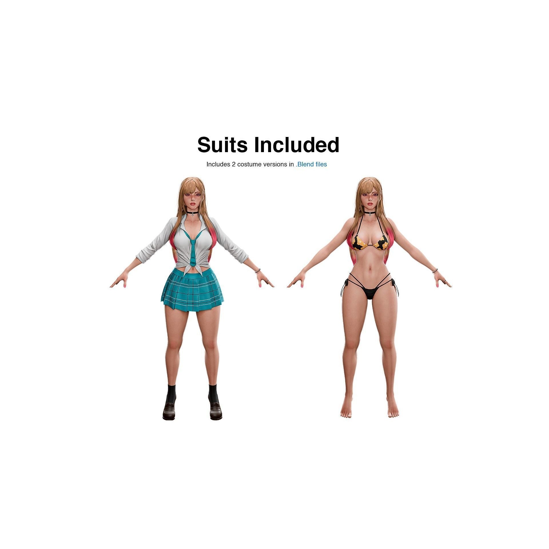 Marin Kitagawa - Low-Poly Game-Ready 3D Model - View 3