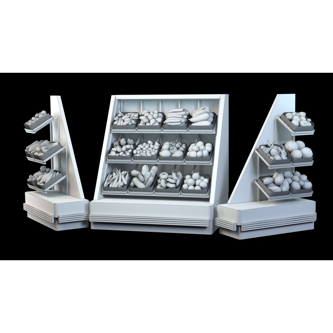 Vegetable Rack 3D Model – Low Poly Asset with PBR Textures, FBX - View 11