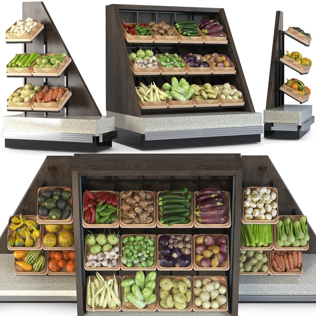 Vegetable Rack 3D Model – Low Poly Asset with PBR Textures, FBX - View 12