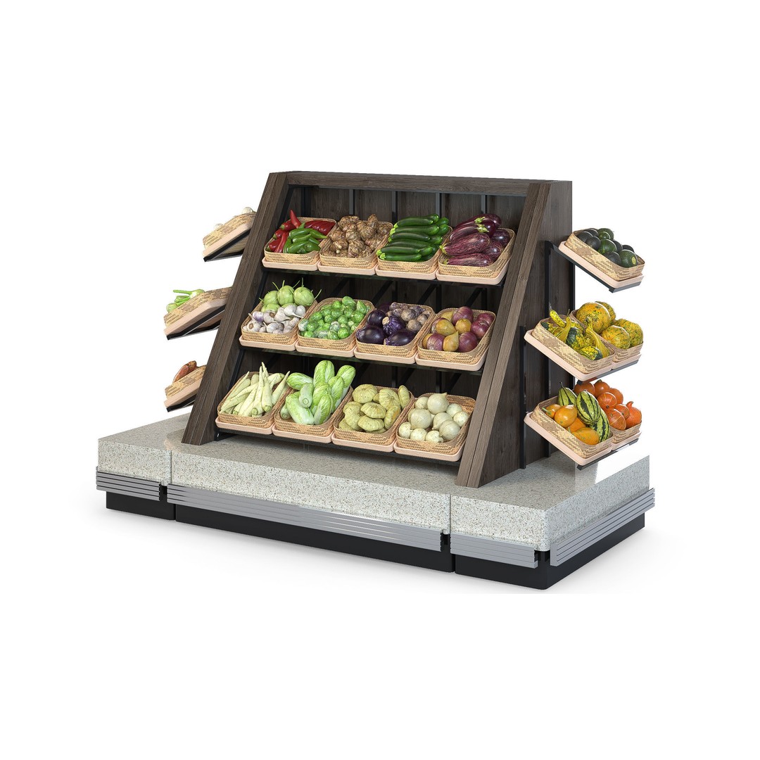Vegetable Rack 3D Model – Low Poly Asset with PBR Textures, FBX - View 3