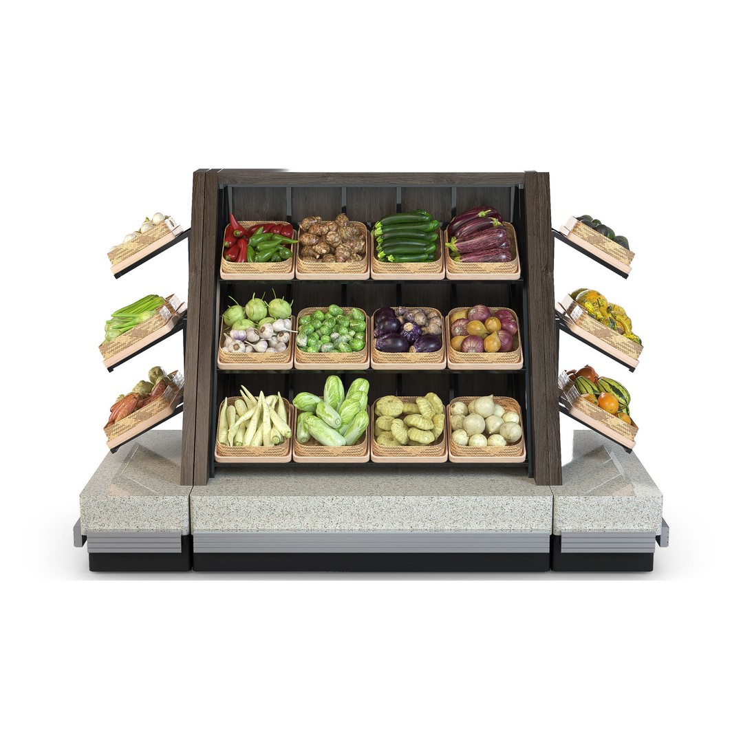 Vegetable Rack 3D Model – Low Poly Asset with PBR Textures, FBX - View 4