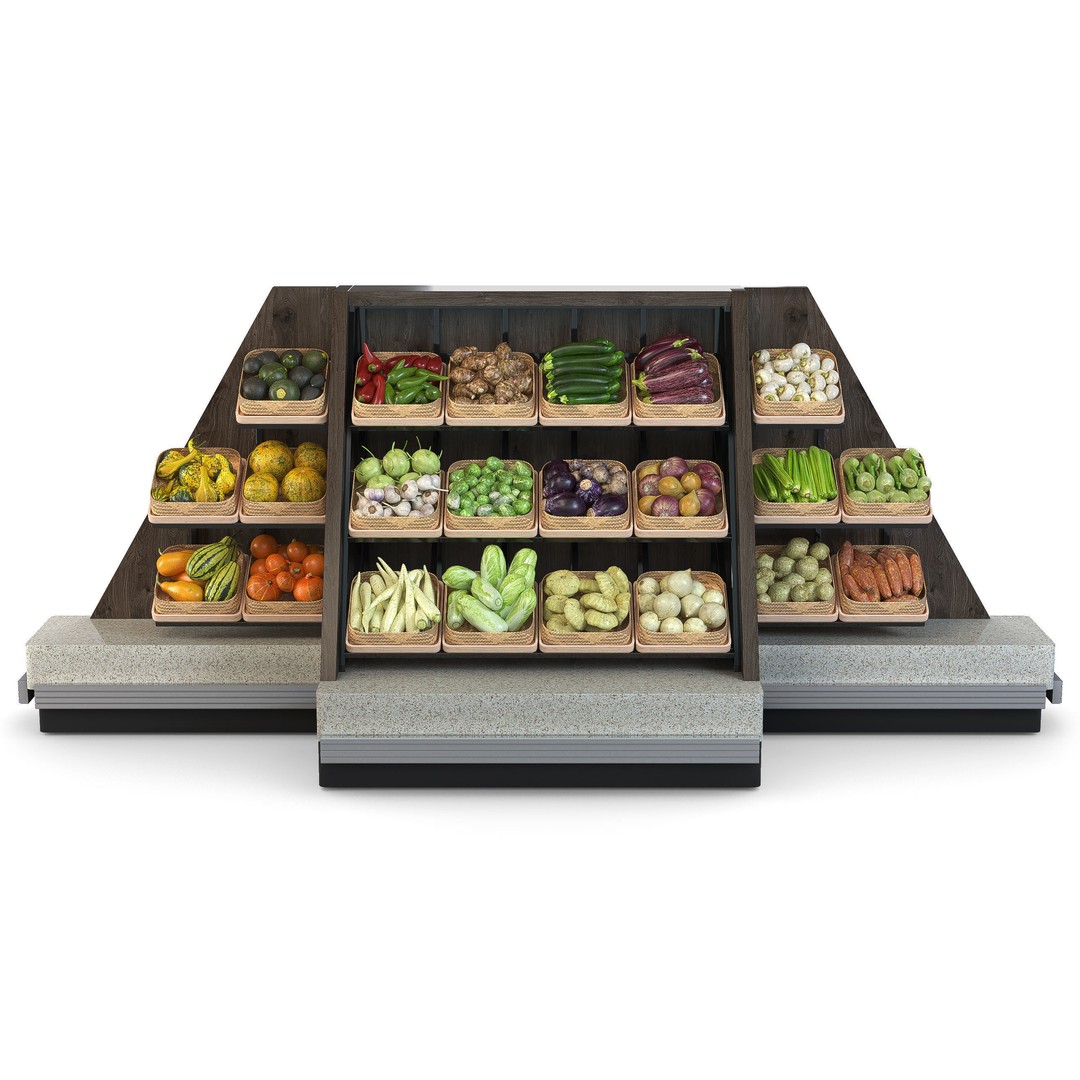 Vegetable Rack 3D Model – Low Poly Asset with PBR Textures, FBX - View 5