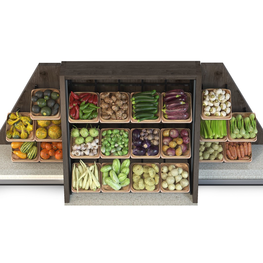 Vegetable Rack 3D Model – Low Poly Asset with PBR Textures, FBX - View 7