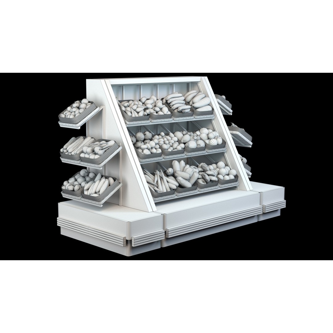 Vegetable Rack 3D Model – Low Poly Asset with PBR Textures, FBX - View 9
