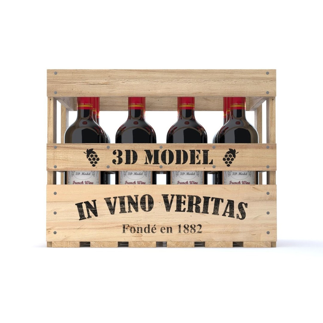 Wooden Wine Crate 3D Model – Vintage Beverage Container, FBX & OBJ - View 10