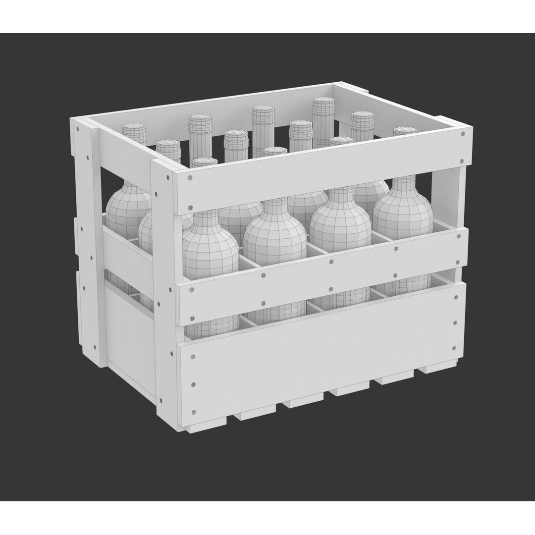 Wooden Wine Crate 3D Model – Vintage Beverage Container, FBX & OBJ - View 19