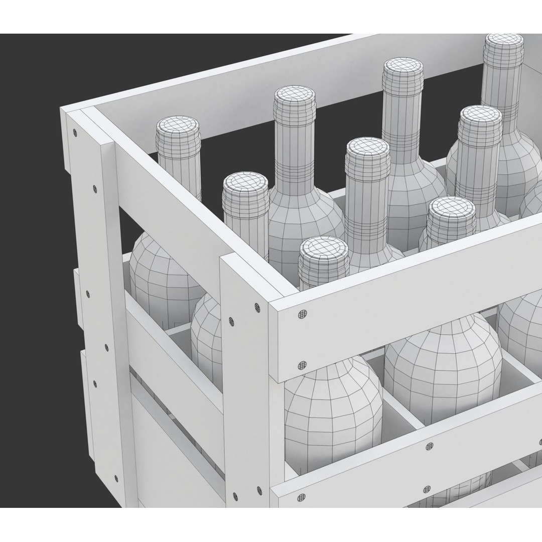 Wooden Wine Crate 3D Model – Vintage Beverage Container, FBX & OBJ - View 20