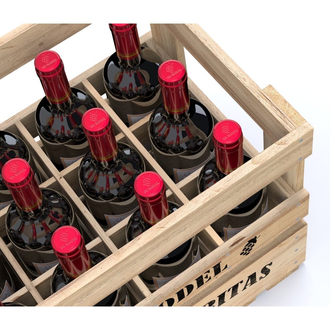 Wooden Wine Crate 3D Model – Vintage Beverage Container, FBX & OBJ - View 5
