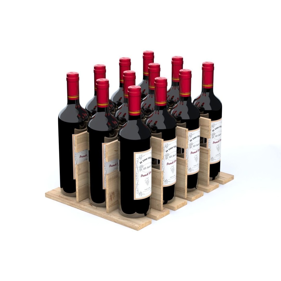 Wooden Wine Crate 3D Model – Vintage Beverage Container, FBX & OBJ - View 8