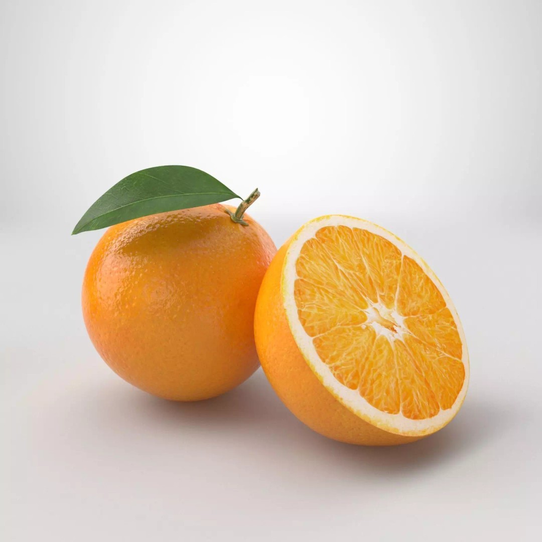 Realistic Orange 3D Model – High Poly PBR Asset, FBX, OBJ - View 2