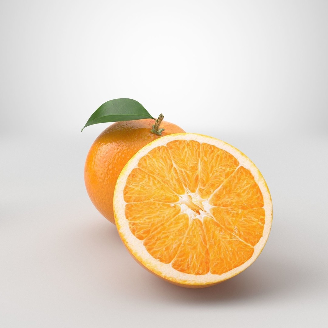 Realistic Orange 3D Model – High Poly PBR Asset, FBX, OBJ - View 3