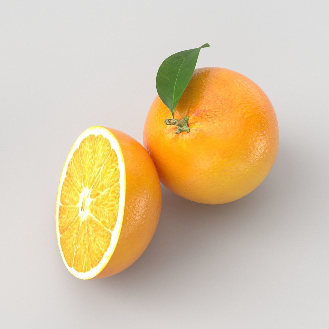 Realistic Orange 3D Model – High Poly PBR Asset, FBX, OBJ - View 4