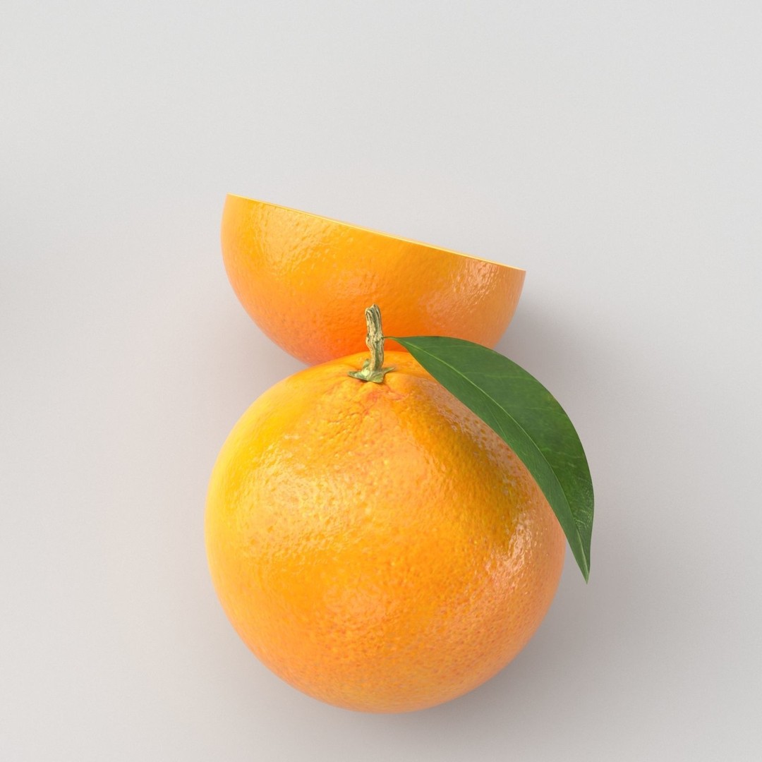 Realistic Orange 3D Model – High Poly PBR Asset, FBX, OBJ - View 6