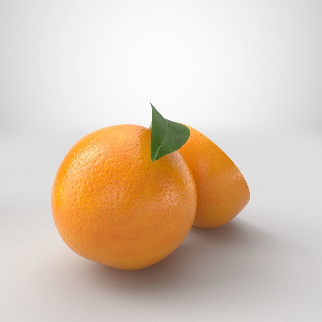 Realistic Orange 3D Model – High Poly PBR Asset, FBX, OBJ - View 7