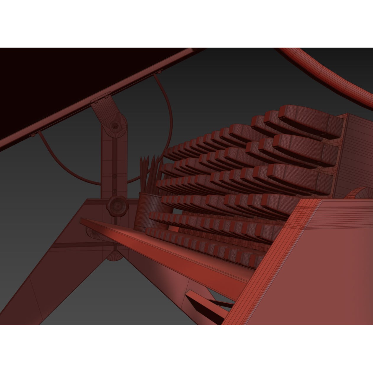 Aries Wood and Glass Drawing Table - Game-Ready 3D Model - View 13