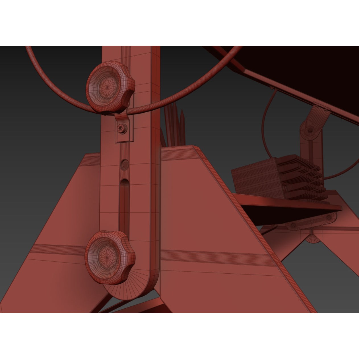 Aries Wood and Glass Drawing Table - Game-Ready 3D Model - View 15