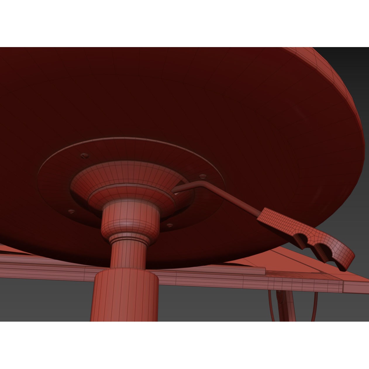 Aries Wood and Glass Drawing Table - Game-Ready 3D Model - View 16