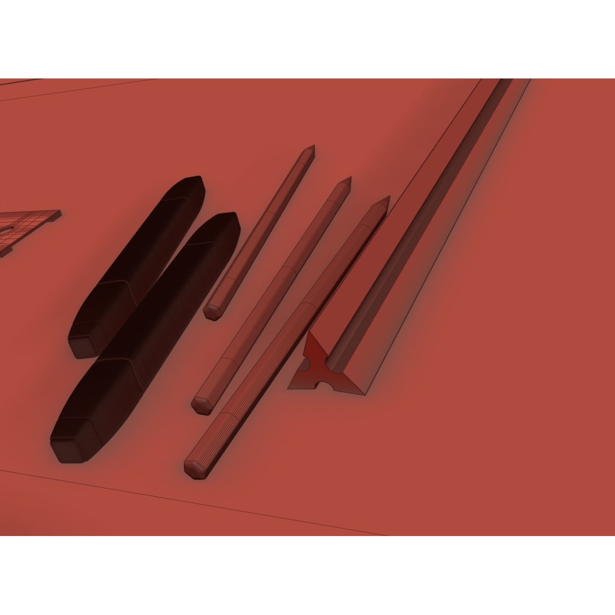 Aries Wood and Glass Drawing Table - Game-Ready 3D Model - View 18