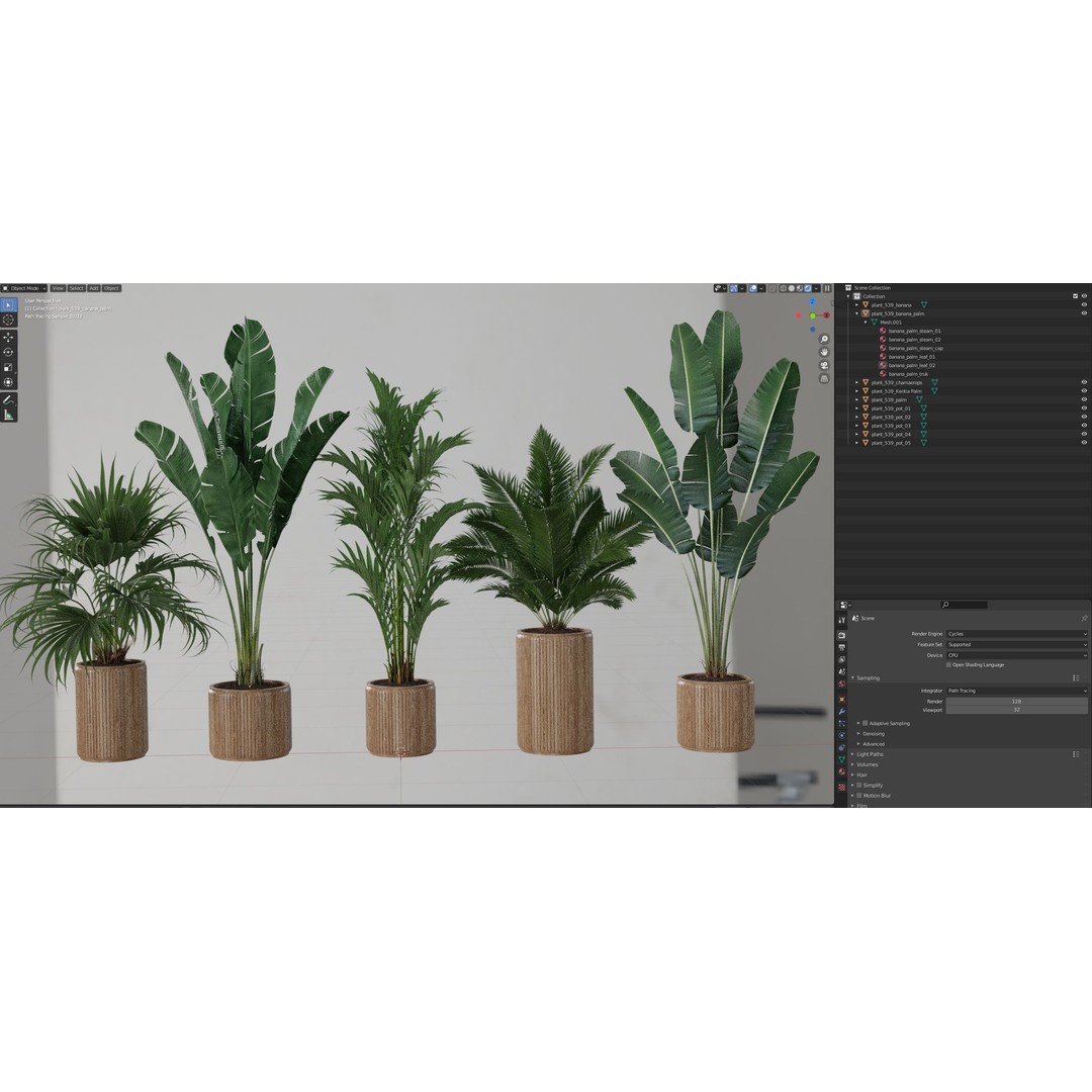 Plants Collection 539 3D Model – High Quality Pot Plants, FBX, OBJ - View 7