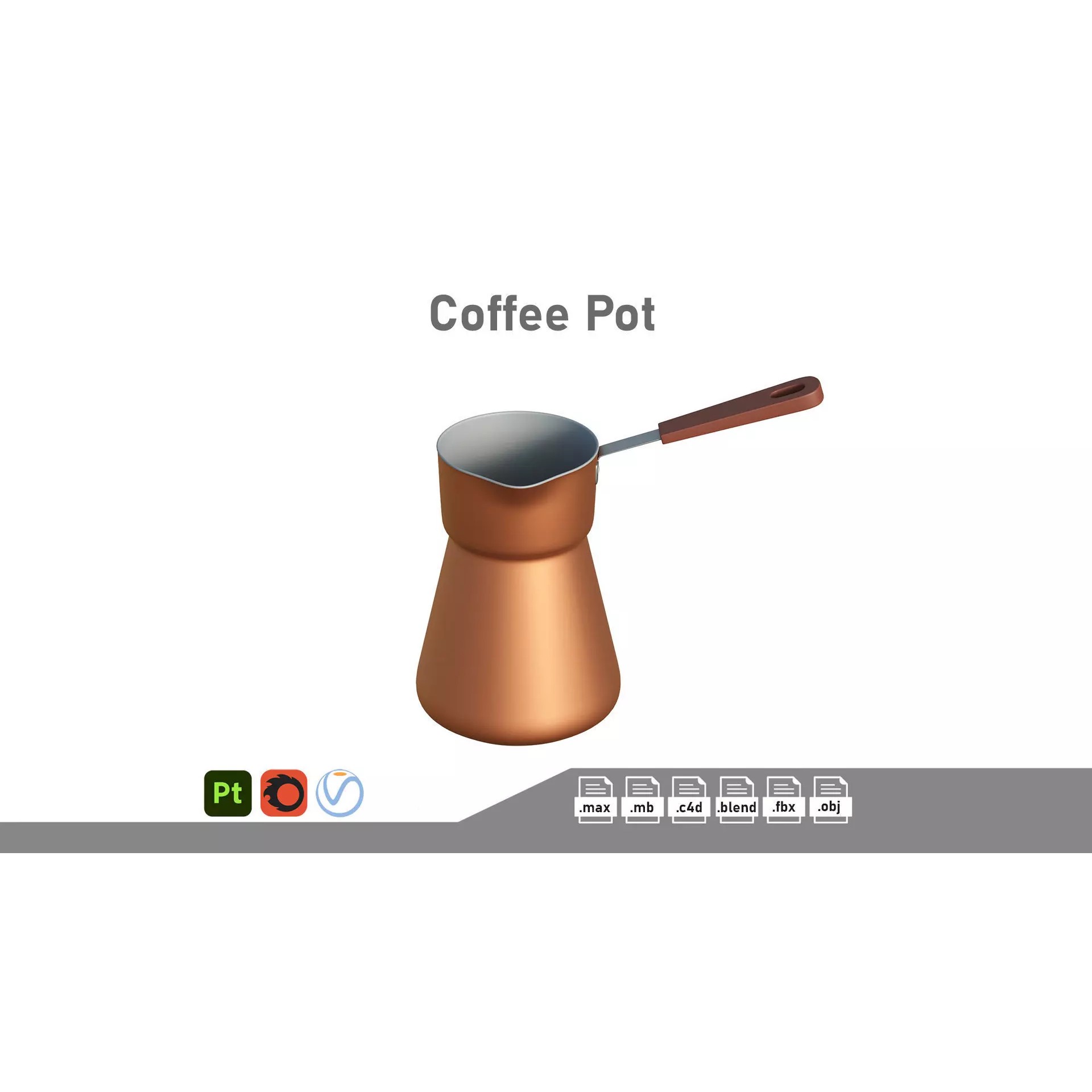 Coffee Pot - Low-Poly Game-Ready 3D Model - View 2