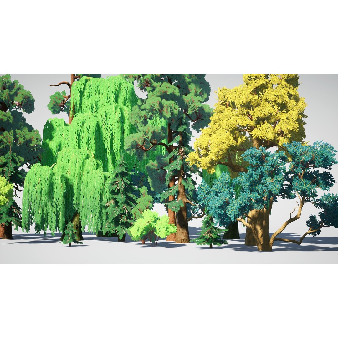 Willow Trees 3D Model – Low Poly Game Ready Asset, FBX